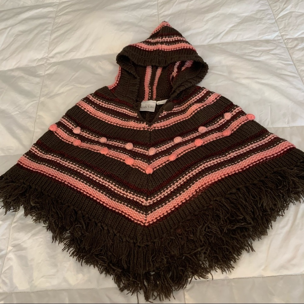 Koala Kids Brown/Pink Poncho 3/6 mos.